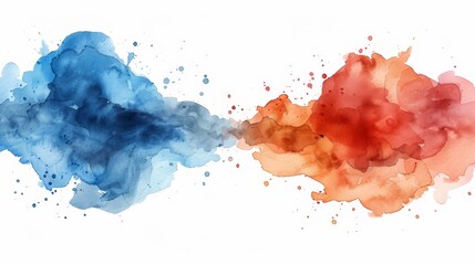 Abstract Watercolor Background with Blue and Orange Colors