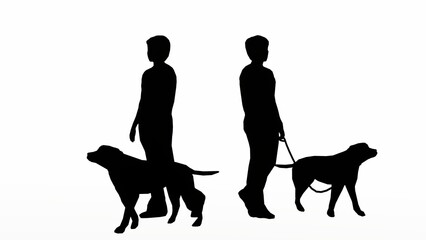 silhouette of two people carrying pets are dogs