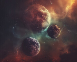 Obraz premium 3 moons on a cloudy background