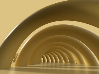 Obraz premium 黄色いアーチの回廊の3Dイラスト