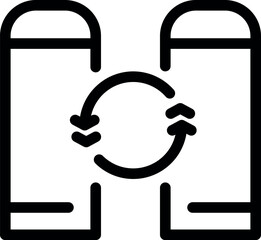 Modern mobile sync icon illustration with simple black and white design for smartphones and technology. Representing data transfer and connectivity between devices