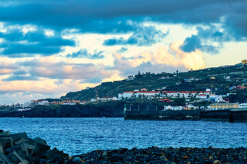 View of the coast of the island of La Palma at sunset on a summer's day, Canary Islands.
