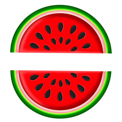 Cartoon watermelon icon on white illustration on transparent background