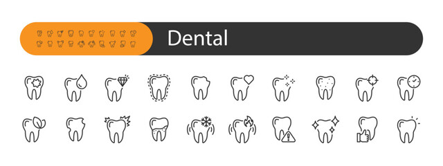 set of dental icons, dentist, teeth, oral care