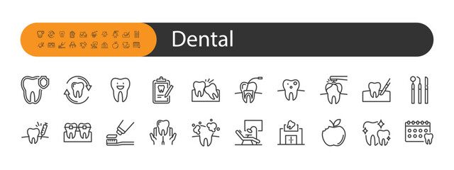 set of dental icons, dentist, teeth, oral care