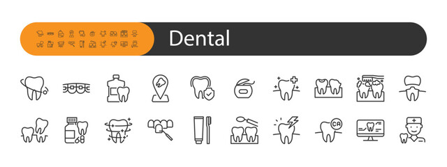 set of dental icons, dentist, teeth, oral care