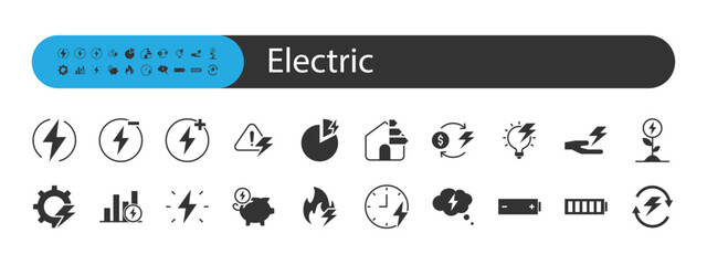 set of electric icons, power, energy