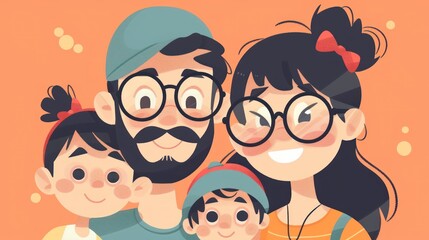 Fototapeta premium Illustrations people happy family