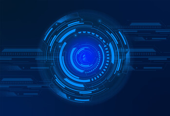 Blue circle abstract futuristic tech technology background. Abstract futuristic innovation technology background