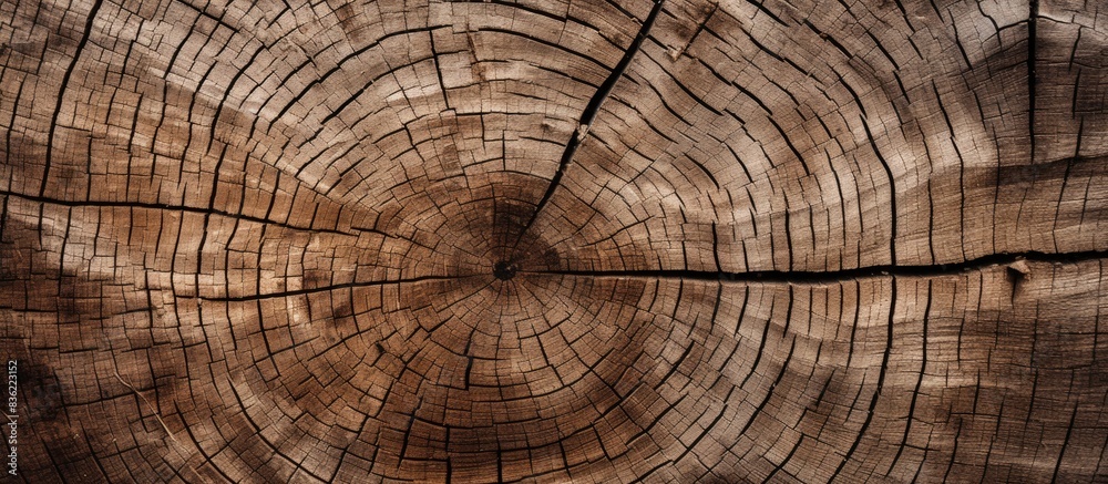 Poster the fissure visible on the trimmed timber's surface, suitable for a copy space image.
