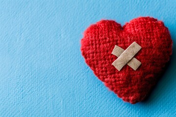 Healing Love: Heart Symbol with Medical Patch on Background