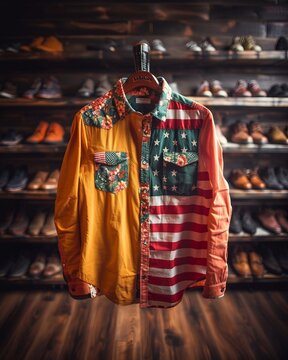 A fashion line that features the American flag pattern on clothing, but with a twist, such as vintage or abstract interpretations
