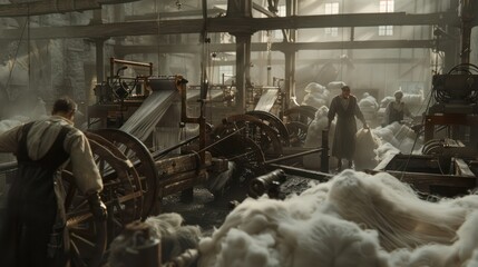 The thread and fabric factory industry in the 1800s, Industry 1.0, the steam engine era.