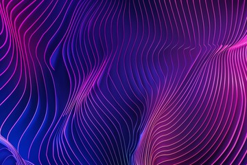 3d render, abstract background with wavy lines in neon purple and blue colors. Modern wallpaper design for digital banner or presentation