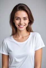 Beautiful Women in White Tshirt mockup