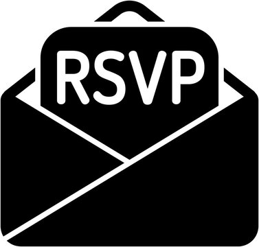 RSVP invitation simple black flat icon symbol  sign