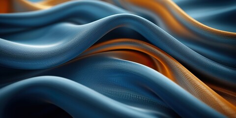 Obraz premium Rich teal and gold fabric textured curves for wallpaper or background