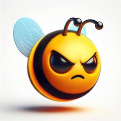 Fototapeta premium a 3D bumblebee angry emoji on a white background