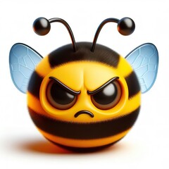 Naklejka premium a 3D bumblebee angry emoji on a white background