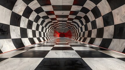 Geometric conceptual art with repeating patterns and optical illusions, focus on, visual puzzles, surreal, overlay, exhibition space backdrop