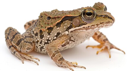 Fototapeta premium Pickerel frog on white background. Studio shot of a Pickerel Frog isolated on a clean white background.