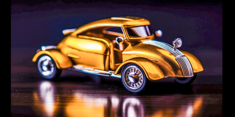 A close-up shot of a miniature car