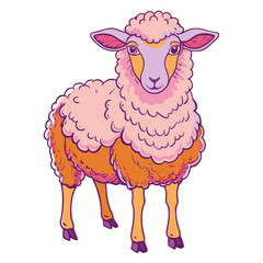 Sheep design,front view,vintage,old design,black and white,white background