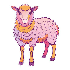 Sheep design,front view,vintage,old design,black and white,white background