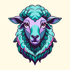 Sheep design,front view,vintage,old design,black and white,white background