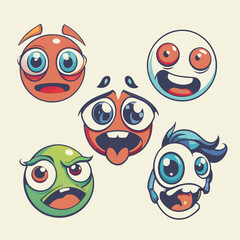 vector colorful cartoon eyes expression set