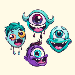 vector colorful cartoon eyes expression set