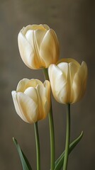 Obraz premium Close-Up of Elegant Yellow Tulips
