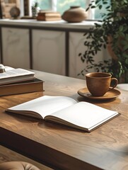 Naklejka premium Cozy Reading Nook with Open Book and Coffee