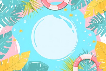 Summer with swimming ring around the edges with circle in the center for text.