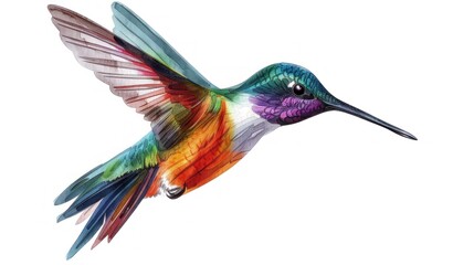 beautiful colorful hummingbird on white background