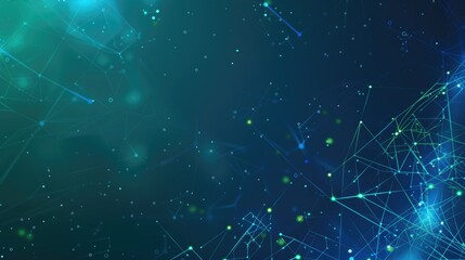 Fototapeta premium Digital technology banner concept, blue green background with technology light effect, abstract technology, big data, connection lines.