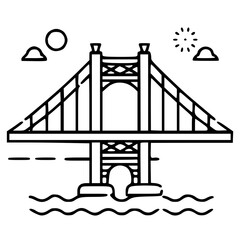 Bridge icon, architecture icon, transportation icon, construction icon, building icon, travel icon, business icon, industry icon, industrial icon, railway icon, pillar icon, urban icon, drawbridge