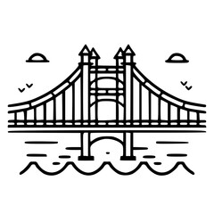 Fototapeta premium Bridge icon, architecture icon, transportation icon, construction icon, building icon, travel icon, business icon, industry icon, industrial icon, railway icon, pillar icon, urban icon, drawbridge