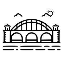 Bridge icon, architecture icon, transportation icon, construction icon, building icon, travel icon, business icon, industry icon, industrial icon, railway icon, pillar icon, urban icon, drawbridge