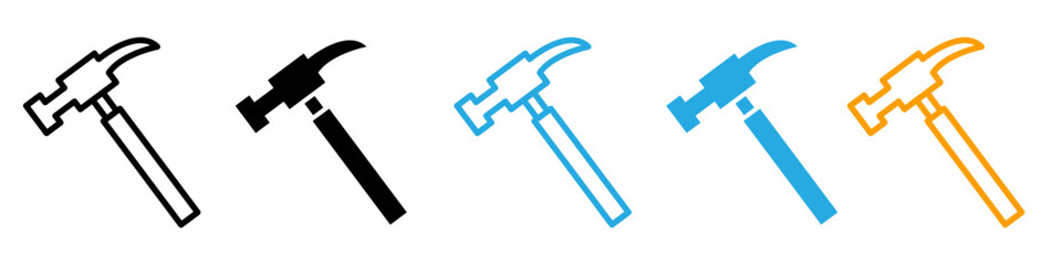 Hammer icon logo set vector