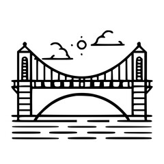 Bridge icon, architecture icon, transportation icon, construction icon, building icon, travel icon, business icon, industry icon, industrial icon, railway icon, pillar icon, urban icon, drawbridge