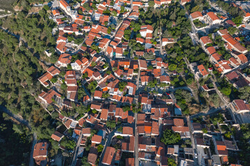 Aerial view of quaint european village of Lofou. Limassol District, Cyprus