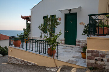 Traditional houses and remarkable architecture of Tyros town, Peloponnese, Myrtoan Sea, GREECE. 