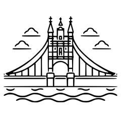 Fototapeta premium Bridge icon, architecture icon, transportation icon, construction icon, building icon, travel icon, business icon, industry icon, industrial icon, railway icon, pillar icon, urban icon, drawbridge