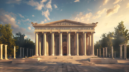 Obraz premium Neoclassical Building with Symmetrical Design