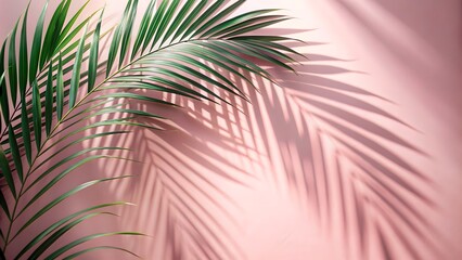 Fototapeta premium Tropical Summer Vibes: Palm Leaf Shadow on Pink Wall