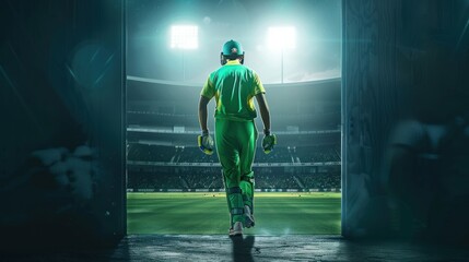 Fototapeta premium A cricket player walking on the ground