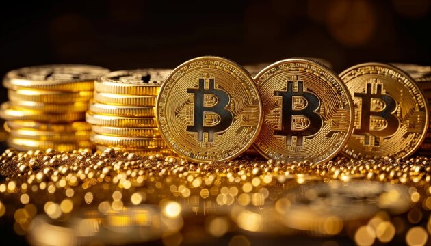 Golden Bitcoin Cryptocurrency Coins