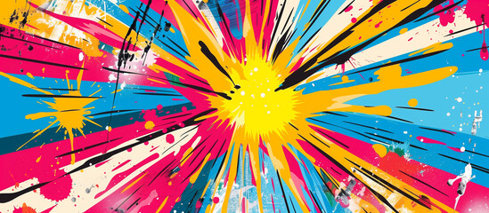 classic punk pop rock style with starburst color splash abstract banner background