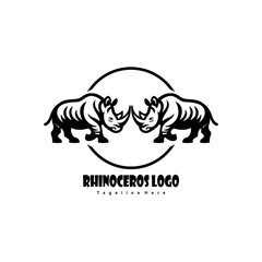 Logo design of a fighting rhino with a full body appearance